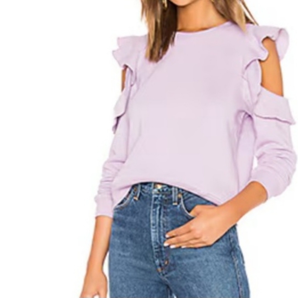 Rebecca Minkoff Lavender Cold Shoulder Sweatshirt Ruffle